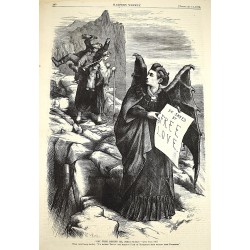 Get Thee Behind Me, (Mrs.) Satan!: I'd Rather Travel the Hardest Path of Matrimony than Follow Your Footsteps. (Original Illustration from Harper's Weekly 17 Feb 1872)